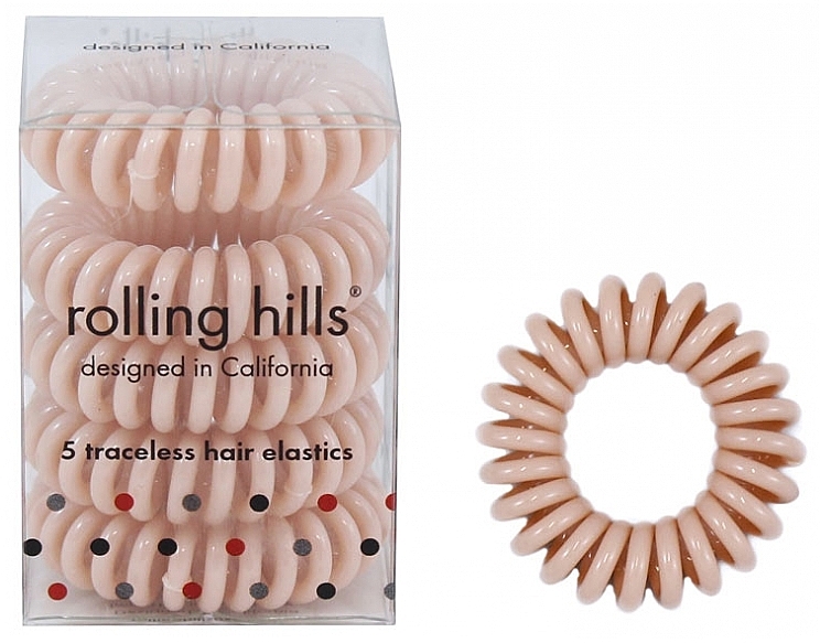 Резинка-браслет для волос, бежевый - Rolling Hills 5 Traceless Hair Rings Beige — фото N1