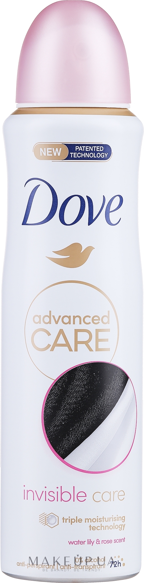 Антиперспірант - Dove Advanced Care Invisible Care Water Lily & Rose Scent Anty-perspirant Spray — фото 150ml