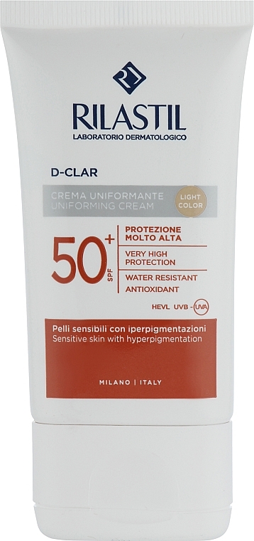 Сонцезахисний крем для шкіри схильної до пігментації з SPF 50+ (світлий) - Rilastil Sun System D-Clar Uniforming Cream SPF50+ Light
