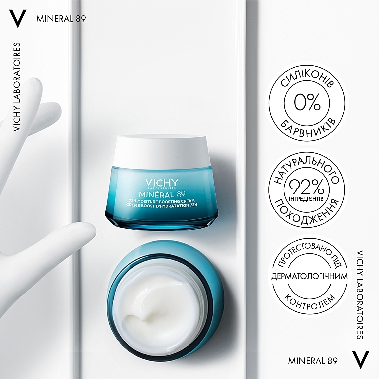 УЦЕНКА Легкий крем для всех типов кожи лица, увлажнение 72 часа - Vichy Mineral 89 Light 72H Moisture Boosting Cream * — фото N6