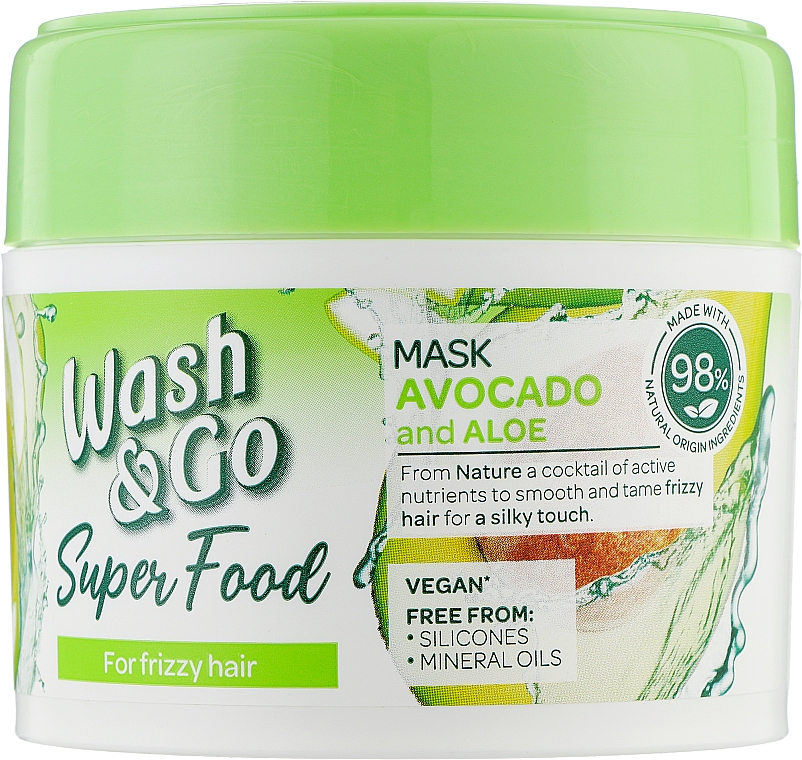 Маска для непослушных волос с авокадо и алоэ вера - Wash&Go Super Food Mask — фото N1