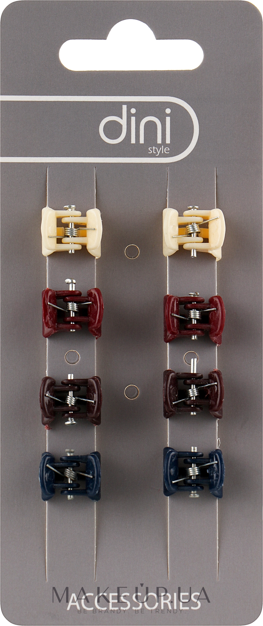 Заколки для волос, PZ-874, молочный + бордовый + коричневый + темно-синий - Dini Every Day — фото 8шт