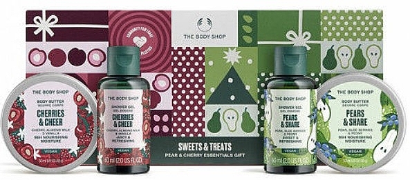 Набор - The Body Shop Sweets & Treats Pear & Cherry Essential Gift (b/butter/2x50ml + sh/gel/2x60ml) — фото N1