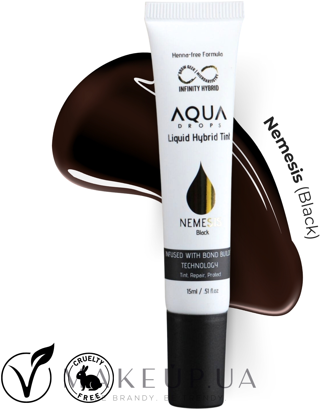 Краска для бровей - Infinity Hybrid Aqua Drops Liquid Hybrid Tint — фото Black