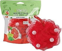 Ароматична губка для ванни з мильними перлами "М'ята, лайм та грейпфрут" - Nature of Agiva Roses Body Fruit Salad Soap Pearls — фото N2