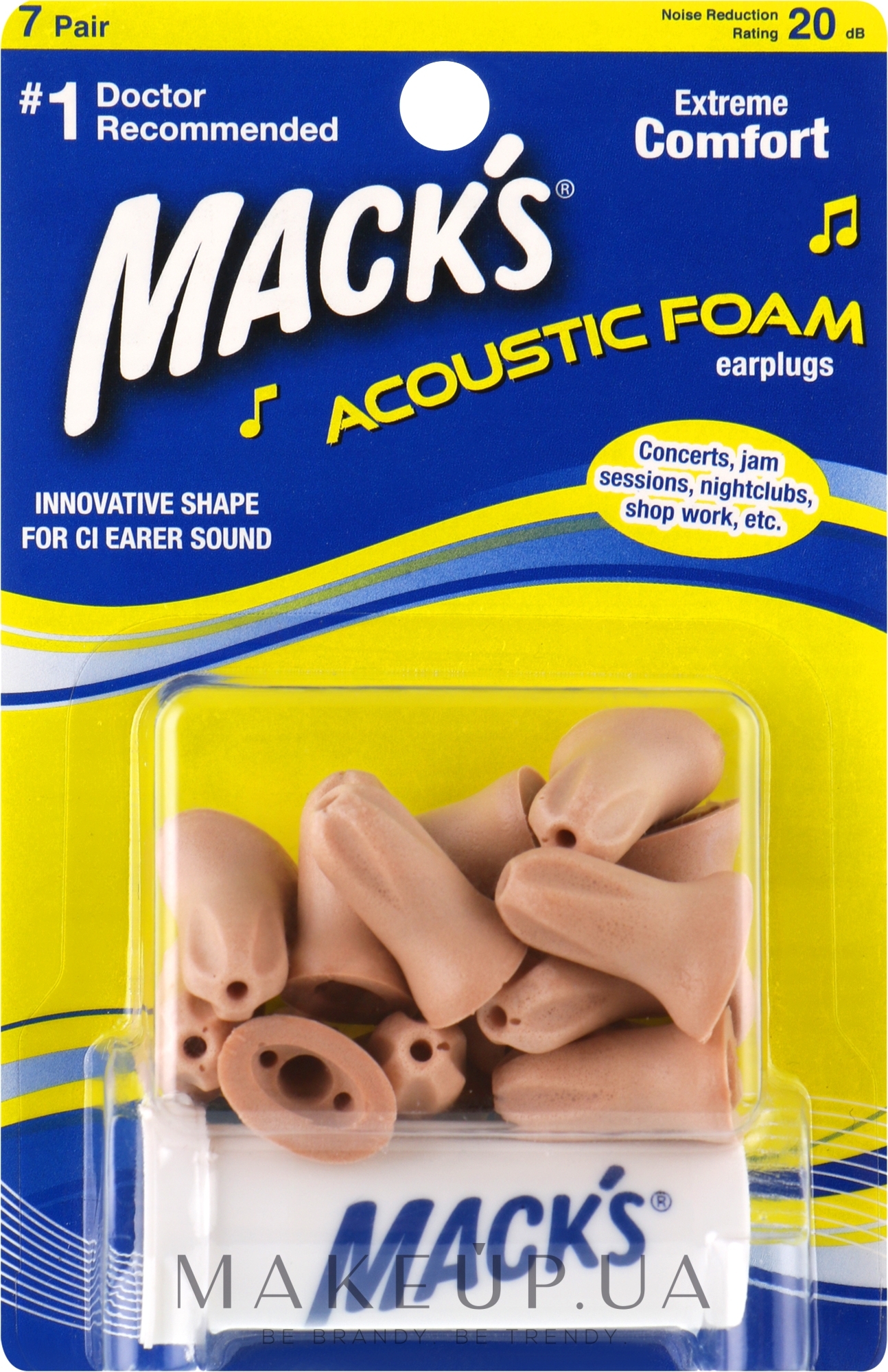 Беруші #967, з контейнером, захист від шуму до 20 Дб - Mack's Acoustic Foam — фото 14шт