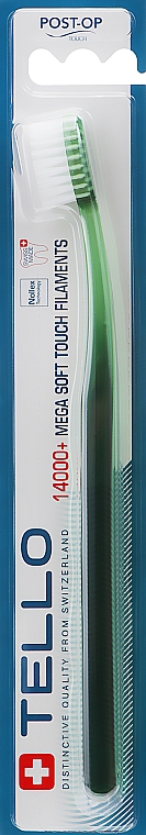 Хирургическая зубная щетка 14000+, экстра мягкая, зеленая - Tello