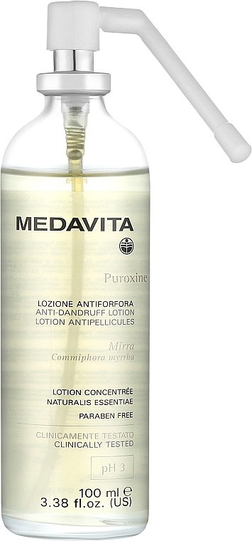 УЦІНКА Очищувальний лосьйон проти всіх видів лупи - Medavita Puroxine Lotion Anti Dandruff Spray * — фото N1