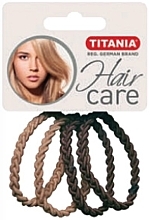 Резинки для волос, плетеные, эластичные 4,5 см, 4 шт, коричневые - Titania  — фото N1