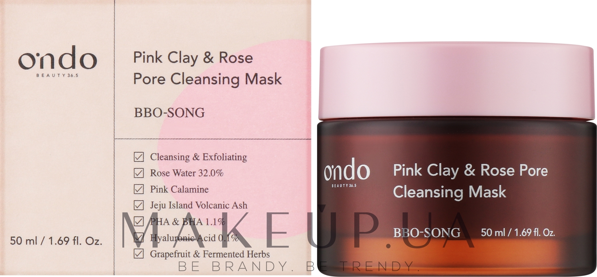 Очищающая маска с розовой глиной и розой - Ondo Beauty 36.5 Pink Clay & Rose Pore Cleansing Mask — фото 50ml