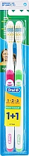 Духи, Парфюмерия, косметика Набор зубных щеток (розовая + зеленая) - Oral-B 1 2 3 Maxi Clean 40 Medium 1 + 1