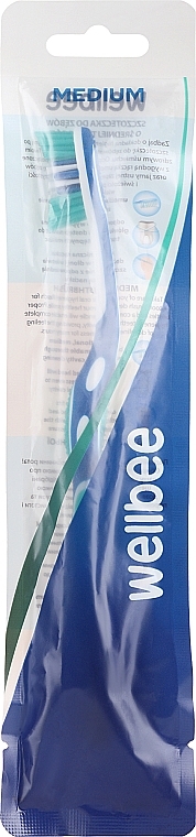 Зубная щетка, средней жесткости, бирюза с синим - Wellbee — фото N1