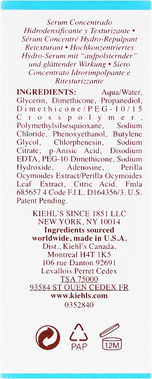 Сироватка-концентрат для інтенсивного зволоження шкіри і розгладжування її текстури - Kiehl's Hydro-Plumping Re-Texturizing Serum Concentrate — фото N3