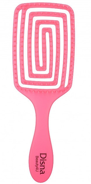 Гребінець для волосся прямокутний продувний, 23 см, рожевий - Disna Beauty4U Puzzle Brush — фото N1