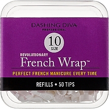 Парфумерія, косметика Тіпси вузькі - Dashing Diva French Wrap White 50 Tips (Size - 10)