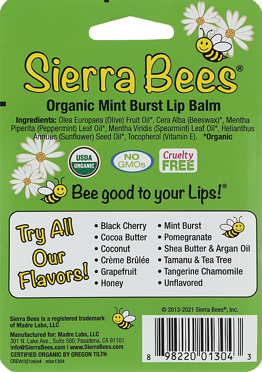 Набор бальзамов для губ "Мята" - Sierra Bees (lip/balm/4x4,25g) — фото N2