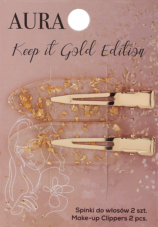 Заколки для волосся, золоті - Aura Cosmetics Keep It Gold Edition Make-up Clippers — фото N1