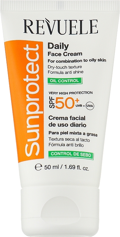 Сонцезахисний крем для обличчя "Контроль жирності" - Revuele Sunprotect Oil Control Daily Face Cream For Combination To Oily Skin SPF 50+