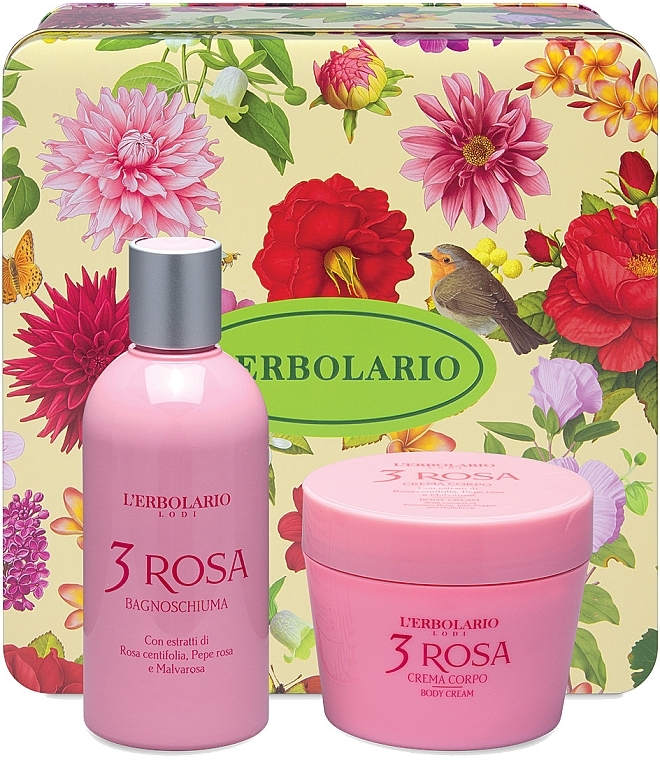 L'Erbolario Acqua Di Profumo 3 Rosa - Набор (cr/200ml + sh/gel/250ml) — фото N2