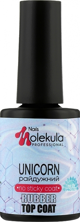 Финишное покрытие, радужный без липкого слоя - Nails Molekula Top Coat Rubber Unicorn