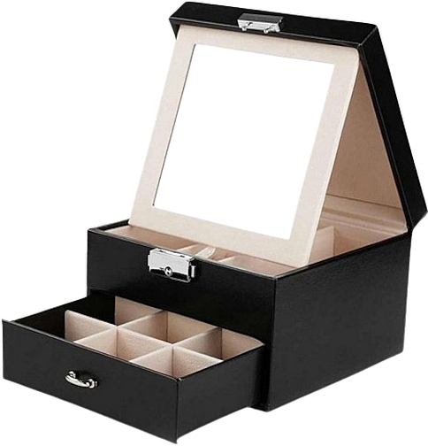 Скринька для прикрас та годинників із дзеркалом, чорна - Ecarla — фото N1
