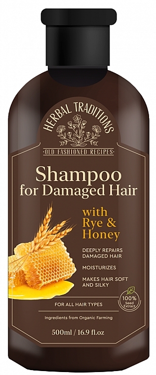 Шампунь для поврежденных волос с зерном и медом - Herbal Traditions Shampoo For Damaged Hair With Rey & Honey  — фото N1