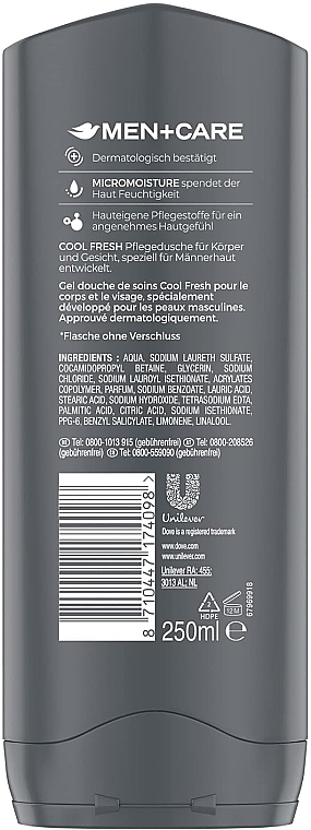 Гель для душа - Dove Men+Care Cool Fresh Body, Face & Hair Wash — фото N2