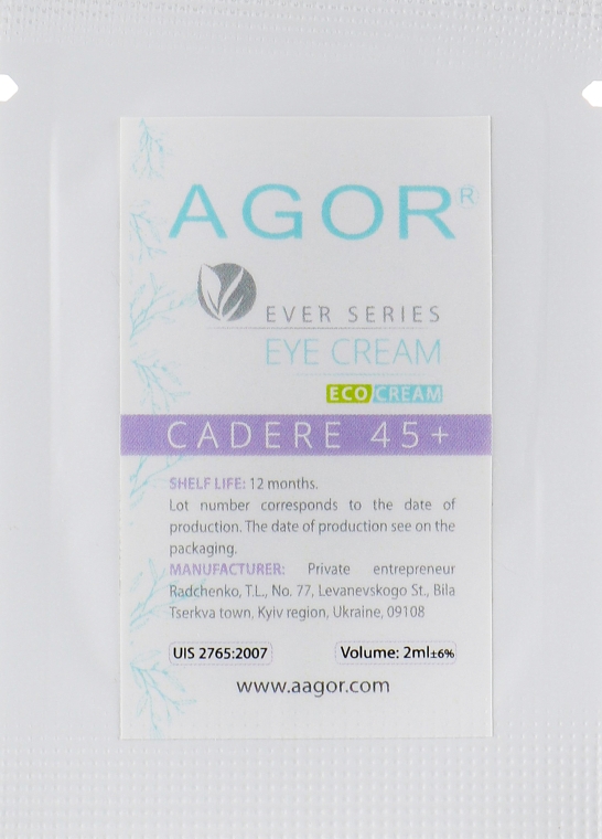 Крем для шкіри навколо очей 45+ - Agor Cadare Eye Cream (пробник)