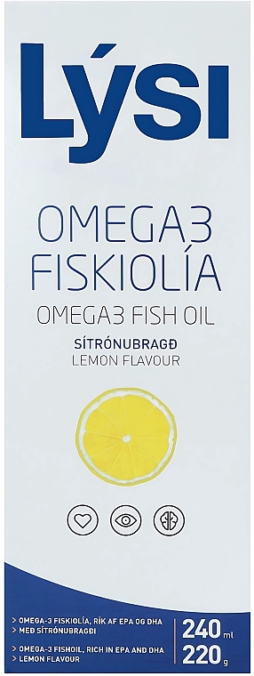 Омега-3 EPA и DHA рыбий жир в жидкости со вкусом лимона - Lysi Omega-3 Fish Oil Lemon Flavor (стеклянная бутылка)