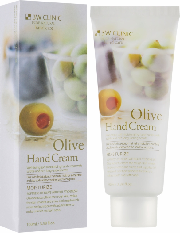 Крем для рук з оливою "М'якість і зволоження" - 3W Clinic Olive Hand Cream