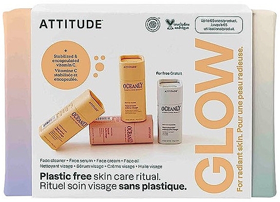 Набір - Attitude Oceanly Phyto-Glow Travel Size Gift Set (f/cl/8.5g + f/ser/8.5g + f/cr/8.5g + f/oil/8.5g) — фото N1