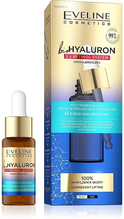 Мультиувлажняющая сыворотка - Eveline Cosmetics BioHyaluron 3x Retinol System Serum — фото N1