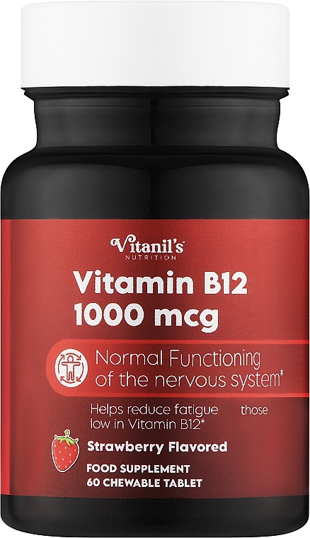 Дієтична добавка "Вітамін В12" зі смаком полуниці - Vitanil's — фото N1