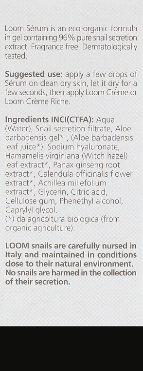 Сироватка для обличчя з екстрактом слизу равлика (96%) - Bioearth Loom Serum — фото N3