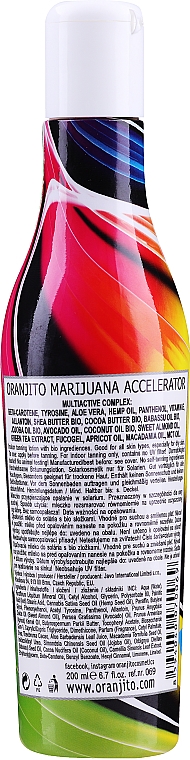 Молочко для солярію з біокомпонентами та прискорювачем засмаги - Oranjito Marijuana Accelerator — фото N2