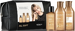 Духи, Парфюмерия, косметика Набор - Redken All Soft (shmp/300ml + h/cond/300ml + h/oil/111ml + pouch)