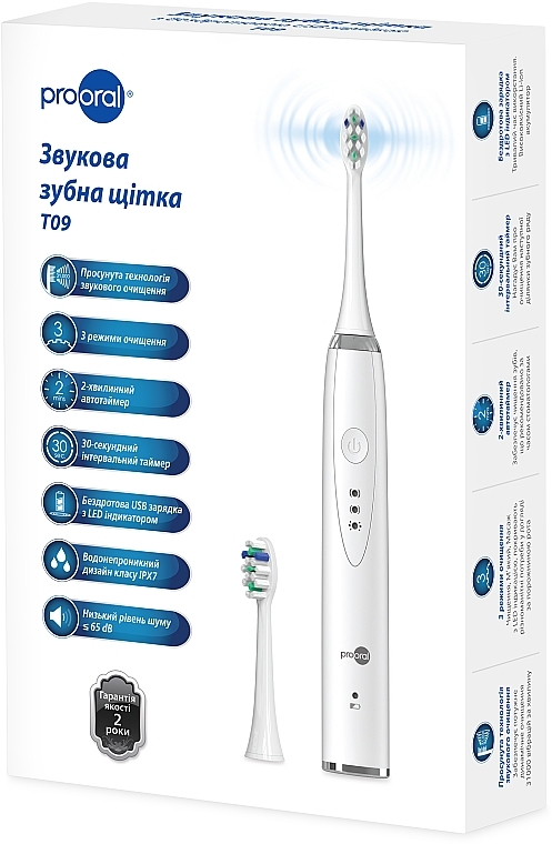 Звуковая зубная щетка, белая - Prooral T09 — фото N5