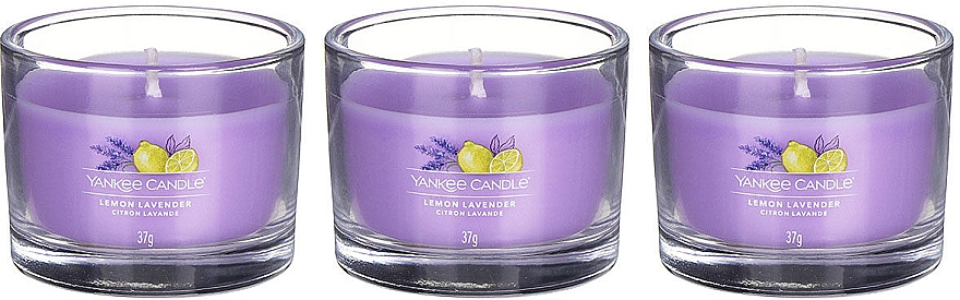 Набор ароматических свечей "Лимон и лаванда" - Yankee Candle Lemon Lavender (candle/3x37g) — фото N2