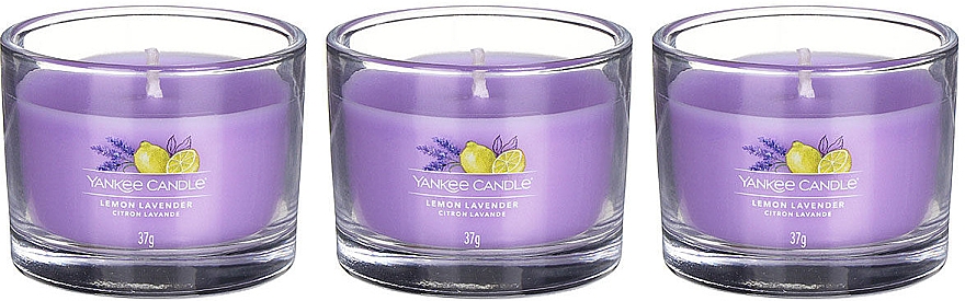 Набір ароматичних свічок "Лимон та лаванда" - Yankee Candle Lemon Lavender (candle/3x37g) — фото N2