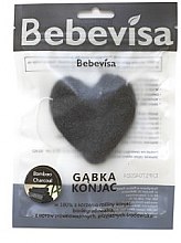Парфумерія, косметика Спонж для вмивання "Бамбукове вугілля", серце - Bebevisa Konjac Sponge