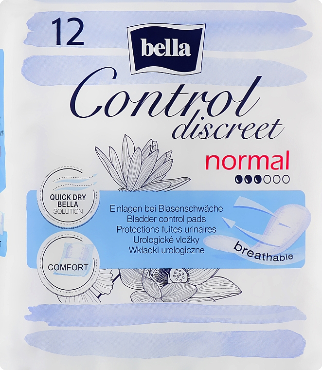 Урологические прокладки для женщин, 12 шт. - Bella Control Discreet Normal Bladder Control Pads — фото N1