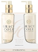 Парфумерія, косметика Набір - Grace Cole Nectarine Blossom & Grapefruit Hand Care Duo Set (h/wash/300ml + h/lot/300ml)