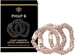 Резинки для волосся, 3 шт., шампань - Philip B Silky Smooth Petite Scrunchie — фото N2