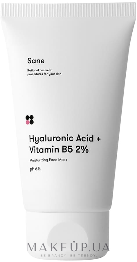 Маска для обличчя з гіалуроновою кислотою - Sane Hyaluronic Acid + Vitamin B5 Moisturizing Face Mask — фото 75ml