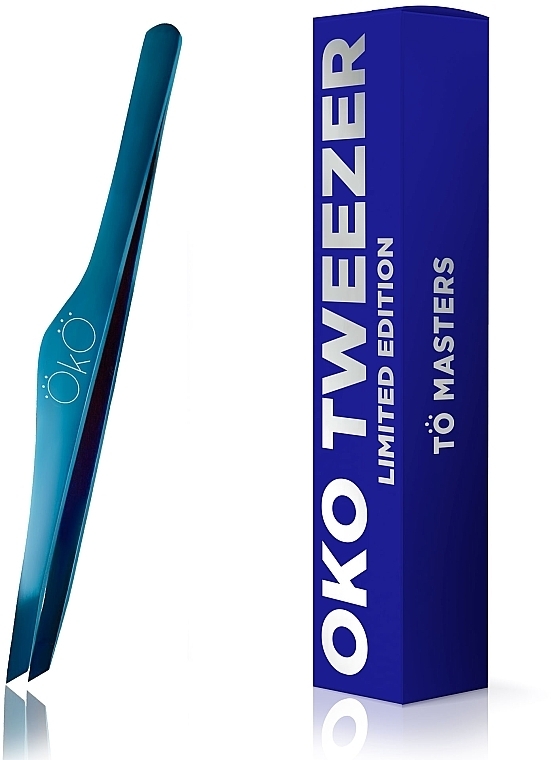 Пінцет скошений - OkO Lash & Brow Blue Magic Premium — фото N1