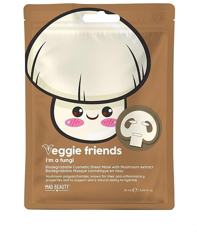Маска для обличчя з екстрактом грибів - Mad Beauty Veggie Friends I'm A Fungi — фото N1