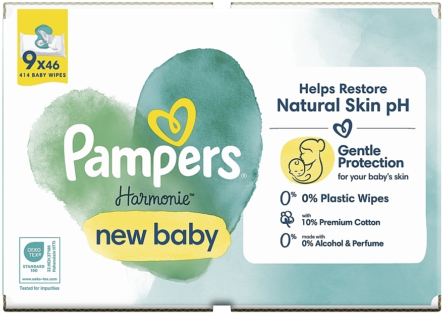 Детские влажные салфетки, 414 шт. - Pampers Harmonie New Baby Baby Wipes — фото N2