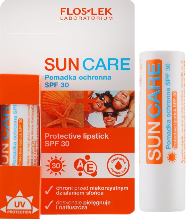 Захисний бальзам для губ - Floslek Sun Care Protective Lipstick UV SPF 30