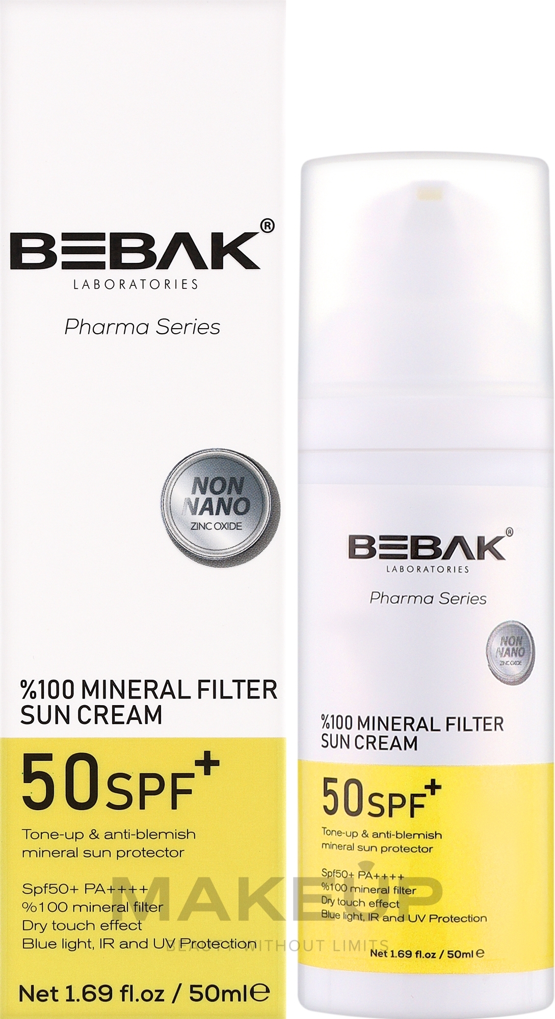 Солнцезащитный минеральный крем для лица - Bebak Mineral Filter Sun Cream Spf50 — фото 50ml