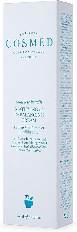 Матувальний зволожувальний крем для обличчя - Cosmed Complete Benefit Matifying & Rebalancing Cream — фото N2